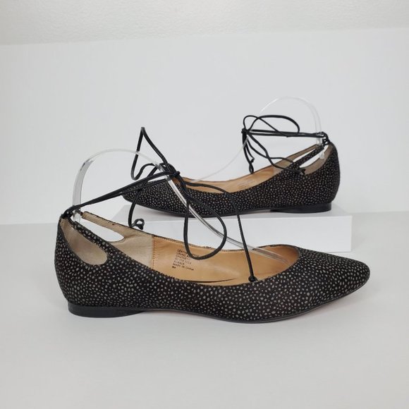 Banana Republic Leather Calf Hair Ankle Tie Up Ballet Flats Size 9M - Picture 1 of 14